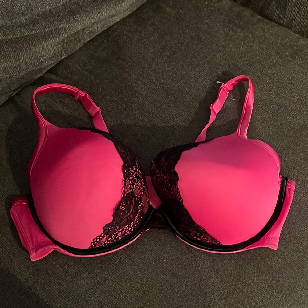 Pink with Black Lace Bra